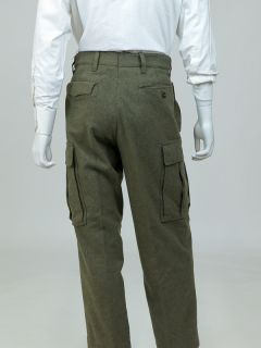 K Begemann 32 x 29 Mens Pants Green Wool Vintage German Military Cargo Trousers