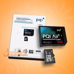 PQI SD WiFi Air w 32GB Micro SD Memory Card for GoPro Hero 3 Black White Silver
