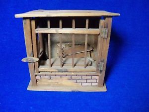 Antique Wooden Canary Bird Cage Coal Mining
