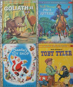 4 Vintage Little Golden Books Walt Disney Goliath II Toby Tyler Paul Revere