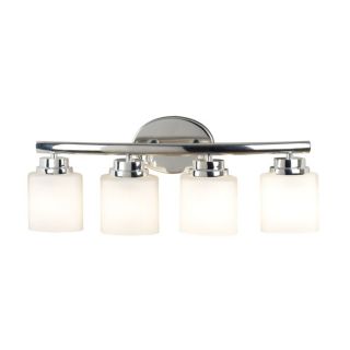 New 4 Light Bathroom Vanity Lighting Fixture Polished Nickel White Opal Glass