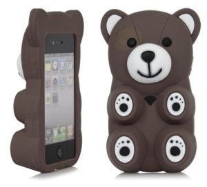 3D Brown Polar Bear Cute Cartoon Silicone Full Cover Case Apple iPhone 4 4S