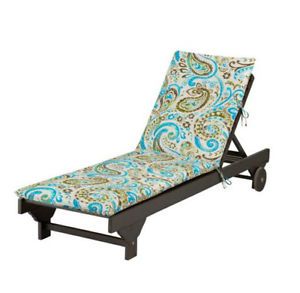 Blue Paisley Outdoor Replacement Chaise Lounge Cushion Patio Deck