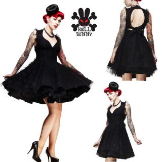 Hell Bunny Kitty Vintage Black Lace Evening Dress Gothic Goth Rockabilly Punk