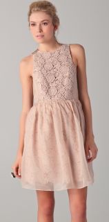 $680 New Tibi Sacha Sleeveless Lace Dress XS 0 Nude Sand