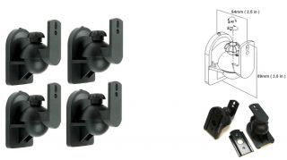 4 PC Pack Lot Universal Adjustable Surround Sound Wall Speaker Mount Brackets