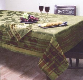 Merlot Wine Green Grapes Vines Damask Pattern Fabric Tablecloth Table Cover