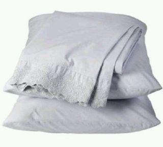 New Simply Shabby Chic King Sz White Woodrose Hem Pillowcases Pair 2