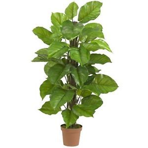 Decorative Artificial 52" Large Leaf Philodendron Silk Tree Plant Real Touch