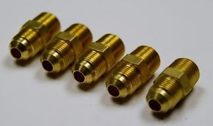Brass Fittings 45° Flare Male Connector Tube OD 3 8" Male Pipe 1 4" Qty 5