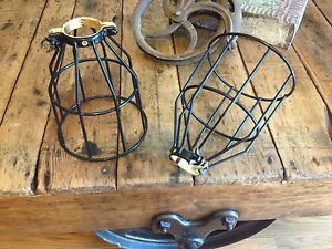 2 Vintage Style Bulb Trouble Light Wire Cage Pendant Industrial Steampunk Lamp