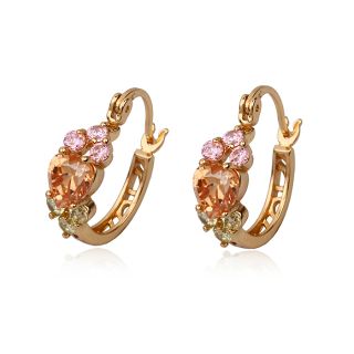 Gorgeous 18K Yellow Gold Filled Flawless CZ Hoop Earring