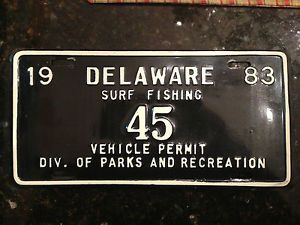 Delaware License Plate Surf Fishing Low Number Two Digit