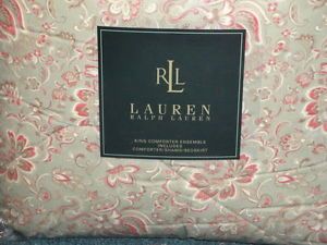 Ralph Lauren Hadley Floral Green Red King Comforter 4pc Set