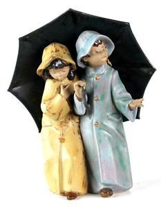 Retired Lladro Spain The Rain in Spain Umbrella Kids Gres Porcelain Figurine MIA