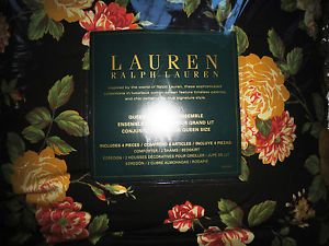 Ralph Lauren Red Yellow Green Black Floral Queen Comforter Set 4pc