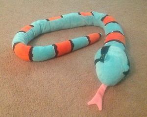 Stuffed Animal Snake Soft and Cuddly Almost 5 Feet Long Blue Orange Black