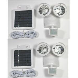 2 Sets Motion Sensor Solar Security Flood Spot LED Light White 