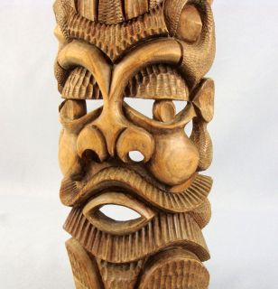 Old African Ethnic Tribal Wood Treen Carved Sculpture Figurine Totem Face Mask