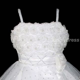 New Flower Girl Pageant Wedding Bridesmaid Princess Dress White Wears SZ 7 L1850