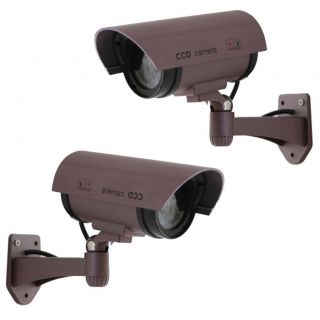 2X Fake Surveillance Dummy Security Camera Waterproof LED Light Indoor Outdoor