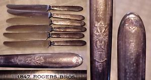 6 Pcs 1847 Rogers Bros Silver Plate Flatware Knives