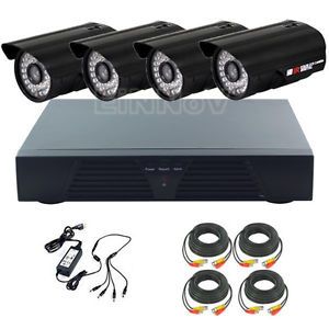 4 CH CCTV DVR Kit Home Video Security System with 4pcs 800TVL Waterproof Cameras