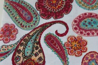 Peri "Boho Paisley" Fabric Floral Shower Curtain Pink White Multi