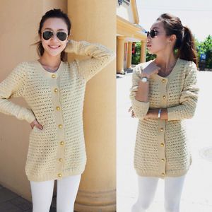 Winter Knitted Outerwear Coat Korean Long Cardigan Women Sweater Knitwear QX534