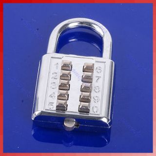 5 Digit Push Button Combination Number Luggage Travel Code Lock Padlock Silver