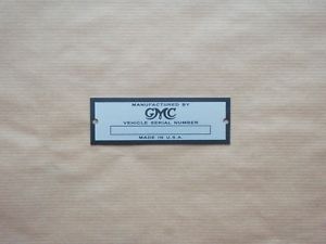 GMC Serial Number Data Plate Hot Rod ID Tag Zinc
