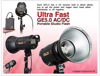 500W 3G Wireless Portable Studio Flash Lighting Kit with Remote Battery S344