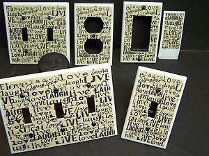 Live Laugh Love Words Black on Tan Light Switch or Outlet Cover
