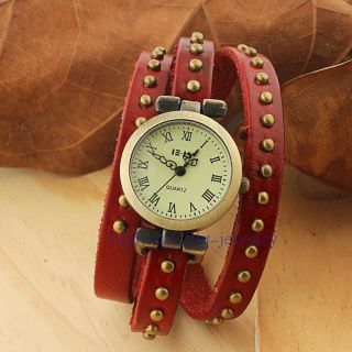 Retro Style Classic Elegant Leather Strap Roma Number Dial Quartz Woman Watch