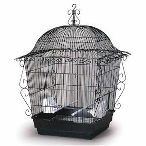 New Black Pure Brilliance Birdcage Wrought Iron Bird Sanctuary Pet Cage Habitat
