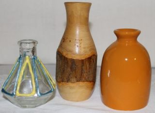 Vase Bud Collection of 11 Vases Mini Set Porcelain Wood Pottery Glass Colorful