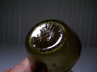 Vintage Handmade Blown Art Glass Pitcher Bud Vase Amber Gold Rough Pontil OOAK