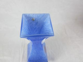 Vintage Lavorazione Murano Blue White Swirl Blown Art Glass 8" Vase Italy