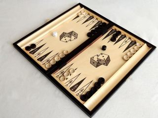 Brand New Hand Crafted Wooden Backgammon Set 40cm x 37cm
