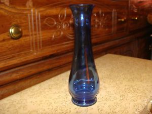 Antique Vintage Cobalt Blue Glass Small 6" Bud Vase Marked 2 
