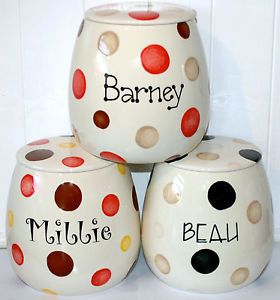 Large Personalised Hand Painted Ceramic Dog Cat Pet Treat Jar Food Canister