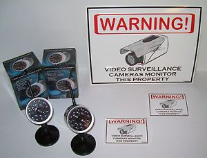 Lot Fake Dummy Cam Spy Security Surveillance Cameras System in Use Warning Signs