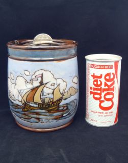 Royal Doulton Lambeth Stoneware Sailing Ships Patented Tobacco Jar