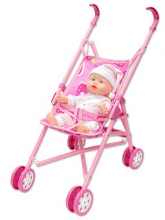 Mommy's Angel Collection Baby Doll in Strawberry Print Stroller