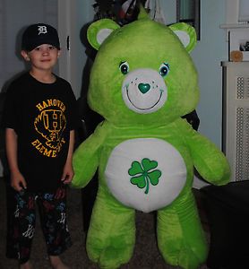 Giant Jumbo Care Bears Good Luck Bear 4 Foot Huge Plush Care Bear 48" RARE Irish