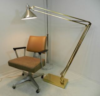 Vtg Mid Century Modern Alsy Articulating Spring Loaded Brass Floor Lamp