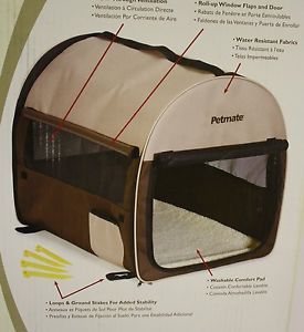Petmate Portable Pet Home Soft Carrier Crate Dog Cat Brown Medium 25288 New