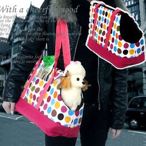 Colorful Dot Portable Dog Tote Crate Carrier House Kennel Kennel Pet Travel Bag