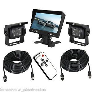 New 7" TFT Monitor Waterproof Car Rear View Night Vision Backup 2 Camera System