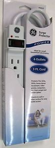 New GE 6 Outlet Power Strip Surge Protector UL Listed TVs Computers Video Games